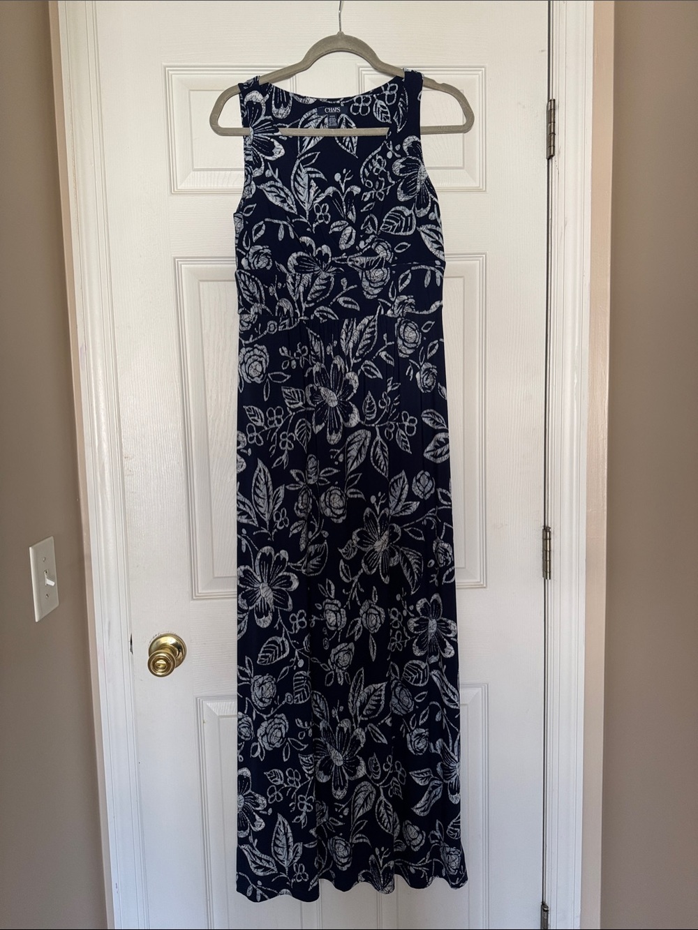 Chaps Navy and White Floral Maxi Dress